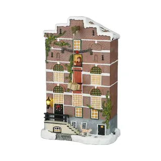 LuVille Kerstdorp Miniatuur Pakhuis Gevel - L19 X B11 X H29 Cm