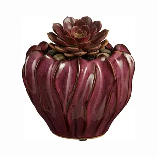 Mica Decorations Planten / Bloempot Thom - Bordeaux Rood - Keramiek - 15 X 19 Cm