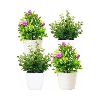 Boncy® Premium Kunstplant In Pot - 4 Stuks Kunstplanten - Nep Planten Voor Binnen En Buiten - Kamer Decoratie - Nepplanten Eucalyptus Kunst Plant