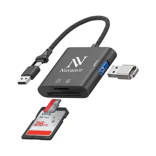 Nuvance Sd Kaart Lezer - Sd Card Reader - 3 In 1 - Sd Kaartlezer - Usb C & Usb A - Micro Sd Kaart Lezer - Tf Kaart