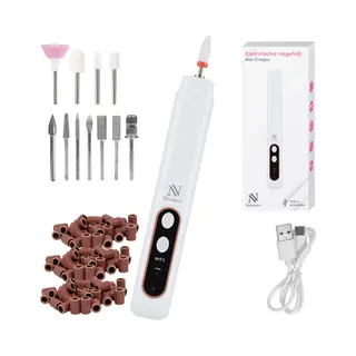 Nuvance Elektrische Nagelvijl - 15000 Rpm - Nagelfrees - 12 Bitjes - 40 Schuurrolletjes - Manicure & Pedicure Set
