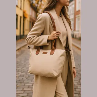 Lundholm Shopper Dames Handtas Dames Tote Bag Beige Champagne - Shopper Dames Met Rits Handtassen Dames Schoudertas - Vrouwen Cadeautjes - Verjaardag