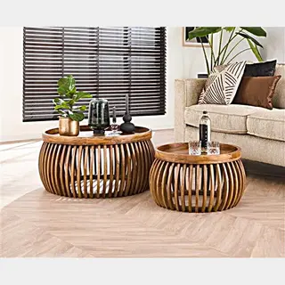 Meubelplaats Salontafel Tweak Curve Set Van 2 - Mangohout