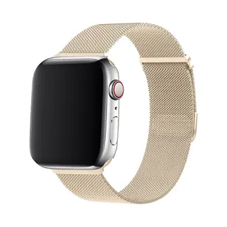 Luxe Milanese Band - Geschikt Voor Apple Watch Bandje - Series 1/2/3/4/5/6/7/8/9/10/11/Se/SE2/SE3 - Strap-it - Retro Goud - Rvs Metalen Bandje Met
