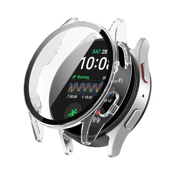 Strap-it Hard Case Hoesje Met Screen Protector Van Glas - Geschikt Voor De Samsung Galaxy Watch 7 - 40mm (transparant) thumbnail