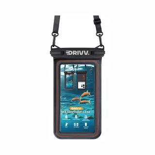 Drivv. Luxe Waterdicht Telefoonhoesje - Drijvend - Dubbele Klipsluiting - Tot 6.8 Inch - Zwart