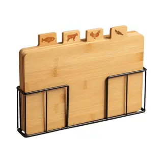 Valevo™ - 4x Bamboe Snijplanken Met Houder - 28x17 Cm- Geen Bpa Of Pfas Bamboe Snijplank - Snijplank Hout – Bamboe Snijplankenset Met Houder -