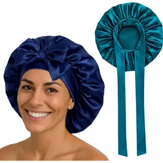 Beyeza Luxe Bonnet Satijn Verstelbaar - 2 Stuks - Satijnen Slaapmuts - Haarverzorging - Haarnetjes - Krullend Haar Producten - Elastisch