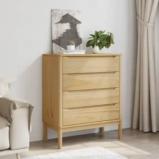 VidaXL Chest Of Drawers, Storage Cabinet For Living Room Hallway, Sideboard With Drawers, Drawer Cabinet, Modern Style, Wax Brown Solid Wood Pine