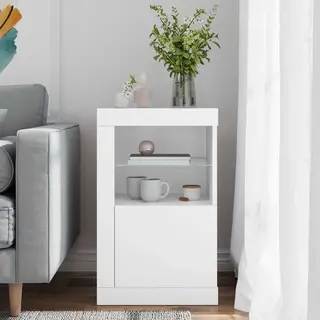 VidaXL Bijzetkast Met Led-verlichting Bewerkt Hout Wit
