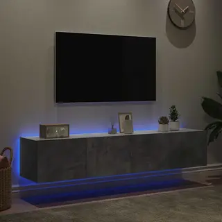 VidaXL Tv-wandmeubels Met Led-verlichting 2 St 80x35x31 Cm Betongrijs