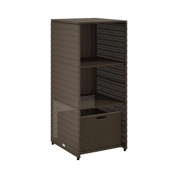 VidaXL Garden Storage Cabinet Outdoor Organizer - Brown Pe Rattan, Patio And Garden Furniture With Shelves And Drawer thumbnail