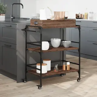 Kitchen Trolley Brown Oak 81.5x41x92.5 Cm Engineered Wood Vidaxl