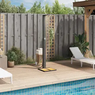 Gartendusche Schwarz 50x55x224 Cm Poly Rattan Und Akazienholz Vidaxl