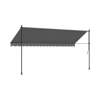 VidaXL Luifel Uittrekbaar 400x150 Cm Stof En Staal Antracietkleurig