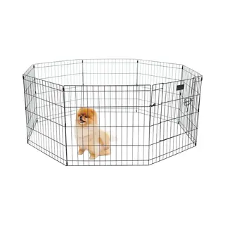 Brixy Puppyren - Hondenren - 8 Panelen - 60 X 60 Cm - 480 Cm Omtrek - Opvouwbaar - Met Deur - Konijnenren - Zwart
