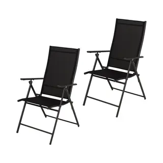 Infinity Goods Tuinstoel - 7 Verstelbare Standen - Inklapbaar - Weerbestendig - Zwart (2 Stuks)