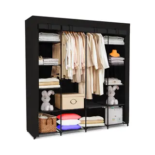 Brixy Kledingkast - Garderobekast - Xxl - Kleerkast Opvouwbaar - 175 X 170 X 45cm - Campingkast - Stoffen Vouwkast - Zwart