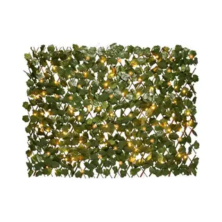 Brixy Kunsthaag Solar – Led - Uitschuifbaar – 180 X 90 Cm – Kunstklimop – Kunstplanten Voor Buiten