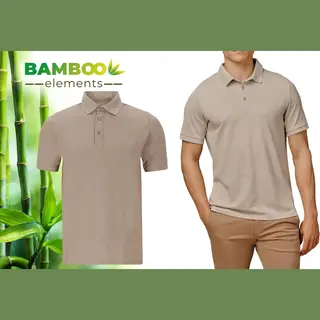 Bamboo Elements - Polo Shirt Heren - Dark Sand Beige L - Polo Heren - Korte Mouw - Pique Stof - T Shirt Heren - Bamboe