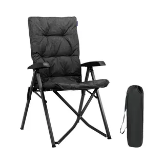 Trvlmore Campingstoel - Inclusief Draagtas - Comfortabele Vouwstoel - 120 Kg Draagvermogen - Kampeerstoel - Opbergvak - Klapstoel - Zwart