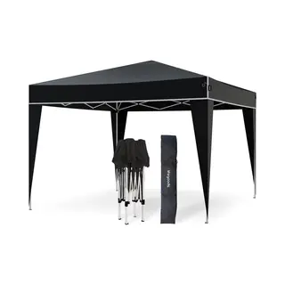 LifeGoods Partytent Plus - Opvouwbare Tent - 3x3 M - Easy Up - Versterkt Frame - Waterdicht – Draagtas - Zwart