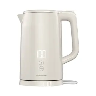 KitchenBrothers Waterkoker - 1.7L - Pfas En Bpa Vrij - Met Temperatuurregeling - Warmhoudfunctie - Display - Dubbelwandig - 2200W - Beige