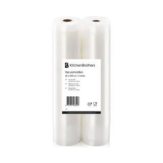KitchenBrothers Vacuumrol - 2 Stuks - 28x600cm - Bpa-vrij - Vacuumrollen Voedsel - Sous Vide Zakken - Voor Vacumeermachine