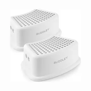 Buddley Pp Step Stool Weiß-Grau (2er Set) – Tritthocker Kinder, Toilette Kinder, Tritthocker Toilette, Hocker, Küche, Stufe, Kinder