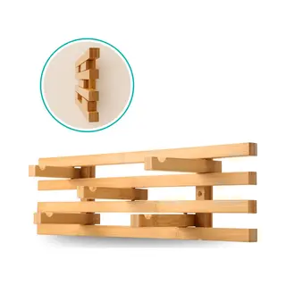 Buddley Wandkapstok - Inklapbare Haakjes - Bamboe - Wand Kapstok - Hangend - Hout - 50 Cm - Kapstok Muur - Kapstok - Houten - Coat Rack - Wall -