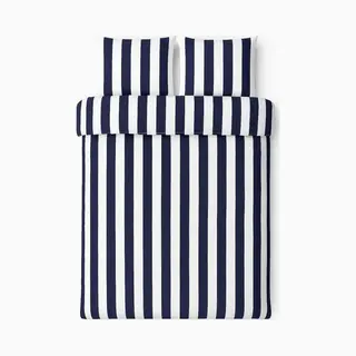 Vtwonen - Vertical Stripe Dekbedovertrek - Lits-Jumeaux - 240x200/220cm - Marineblauw