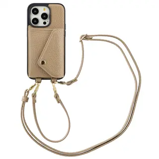Selencia Hoesje - Geschikt Voor Apple IPhone 14 Pro - Sera Koordhoes Met Pashouder Envelop - Taupe