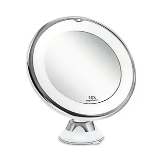Ultra Led Make Up Spiegel Met Verlichting En 10x Vergroting - Scheerspiegel Met Zuignap - 360° Verstelbaar – Draadloos 3 Aaa Batterijen