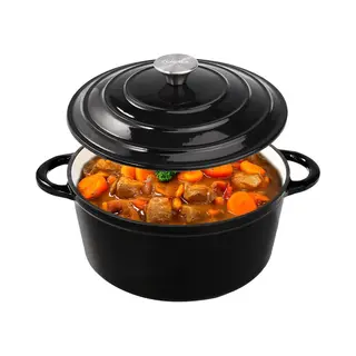 Castex Elegance Royal Gietijzeren Braadpan Inductie - 24 Cm -3, 9L - Pan Met Deksel- Braadpannen Gietijzer – Zwart