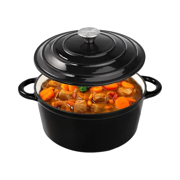 Castex Elegance Royal Gusseisen Kasserolle - Mit Deckel - 24 Cm - Induktionspfanne - Schwarz thumbnail