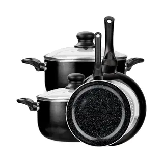 CeraFusion Keramische Pannenset 6-delig - Koekenpannen 24, 28 Cm & Kookpotten 20, 24 Cm - Koekenpan - Pannensets - Inductie Pannen - Pan - Pfas Vrij
