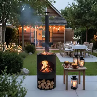 Ash® - Sunset - Grote Tuinhaard Met Bbq - Houtkachel - Vuurkachel - Terraskachel - 3 In 1 Terrashaard Voor Sfeervolle Avonden - Zwarte Tuinkachel -