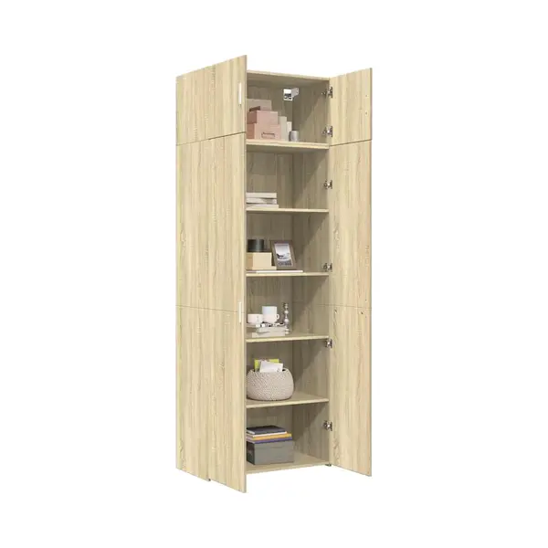 Storage Cabinet Sonoma Oak 80x42.5x225 Cm Engineered Wood Vidaxl thumbnail