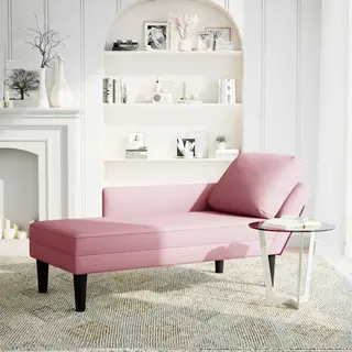 VidaXL Chaise Longue Met Kussen En Rechterarmleuning Fluweel Roze