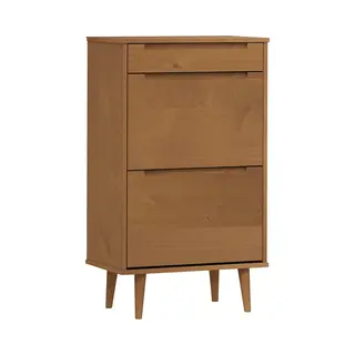 Shoe Cabinet Molde Brown 59.5x35x103 Cm Solid Wood Pine Vidaxl