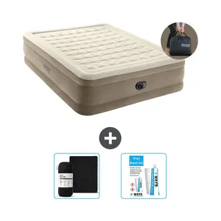 Intex Luchtbed - 2-Persoons - 152 X 203 X 46 Cm - Beige - Inclusief Pomp - Hoeslaken En Reparatieset