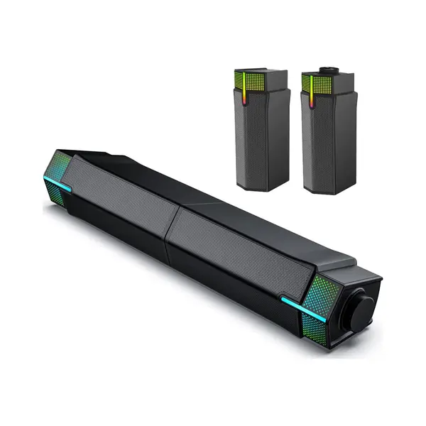 Gadgetplace 2 In 1 Soundbar Pc Speakers Met Bluetooth 5.3 - Rgb Verlichting - Speakerset - Computer Speakers thumbnail