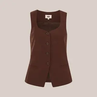 We Fashion Dames Regular Fit Gilet Van Linnenmix