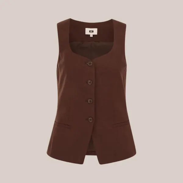 We Fashion Dames Regular Fit Gilet Van Linnenmix thumbnail