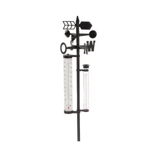 Bellatio Design Regenmeter Weerstation - Thermometer - Windwijzer - Neerslagmeter - Op Stok - 150 Cm