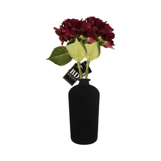 Bellatio Design Kunstbloem Hortensia Tak - 2x - Bordeaux Rood - 48 Cm - Losse Steel - Kunst Zijdebloemen - Hydrangea