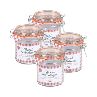 Urban Living Weckpot/inmaakpot - 4x - 250 Ml - Glas - Met Beugelsluiting - D8.5 X H10 Cm