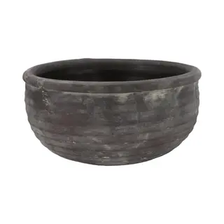 Dk Design Bloempot/schaal Laag - Model Gamla - Antraciet Grijs - Structuur Streep - 31 X 31 X 14 Cm
