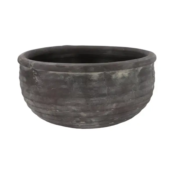 Dk Design Bloempot/schaal Laag - Model Gamla - Antraciet Grijs - Structuur Streep - 31 X 31 X 14 Cm thumbnail