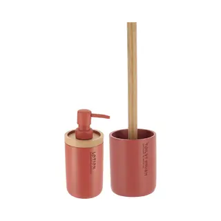 Tendance Badkamer Accessoires Set 2-delig - Ps/bamboe - Terracotta - Robuust - Matte Coating - Luxe Set